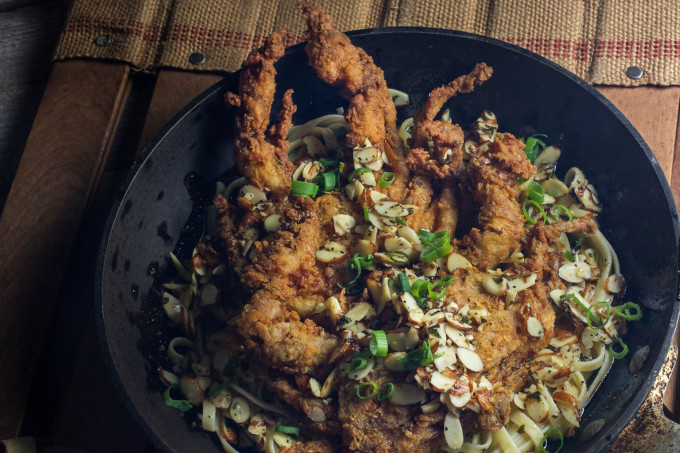 Fried Soft-Shell Crabs With Haricots Verts Amandine Recipe - The