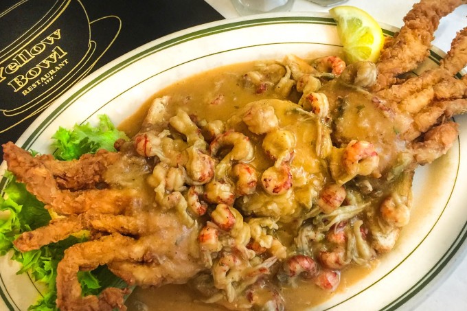 Fried Softshell Crab Topped With Crawfish Etouffee Is A Rural Cajun Recipe