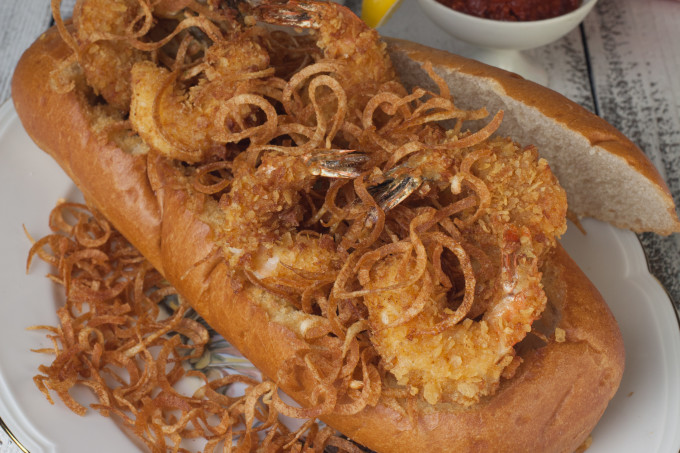 Potato Chip-Crusted Shrimp Boat Horiz