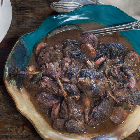Wild goose stewed down in red wine gravy is a rich and hearty Cajun dinner.  (All photos credit: George Graham)