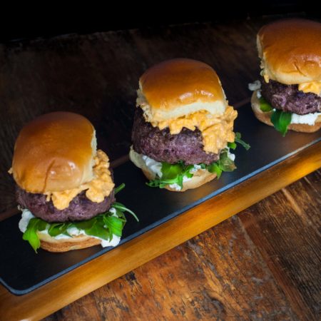Richly marbled Wagyu beef, is the star of this slider sitting atop a brioche bun.  (All photos credit: George Graham)