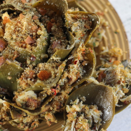 Crabmeat-Stuffed Artichoke