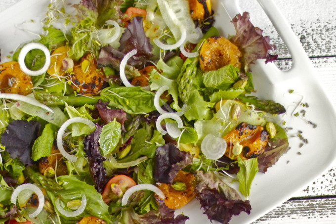 Grilled Apricot and Herb Salad is a fresh Southern recipe.