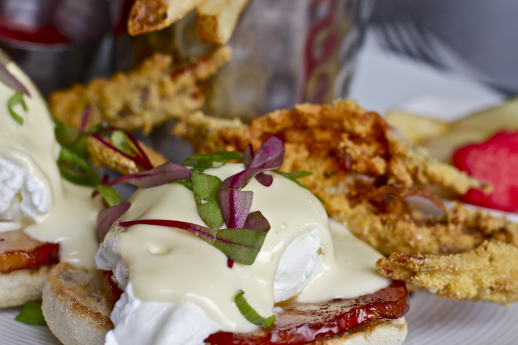 Softshell Crabs Benedict is elegant in both taste and texture.