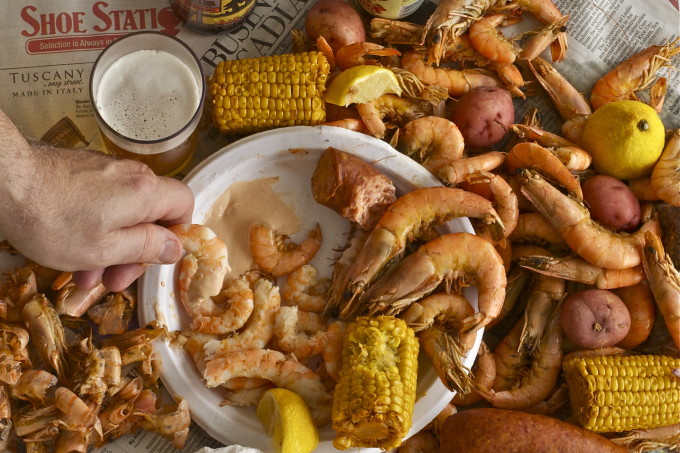 Gulf Coast Shrimp Boil - A Cajun Recipe common in Cajun cooking. Gulf Coast Shrimp Boil with a spicy Cajun dip.