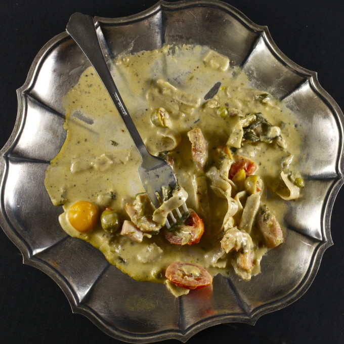 Pasta with shrimp is a popular Cajun recipe.