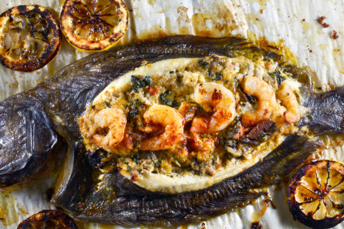 Stuffed Whole Flounder with shrimp and crabmeat is a classic Cajun recipe combination. (All photos credit: George Graham)