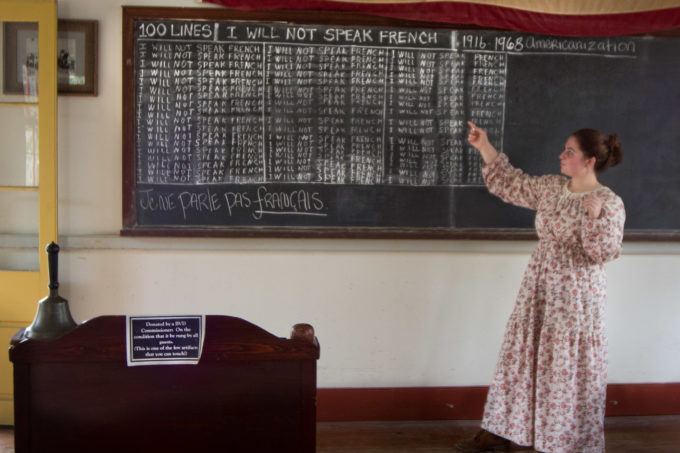 Children were forbidden to speak French as reenacted in this Vermilionville school room.