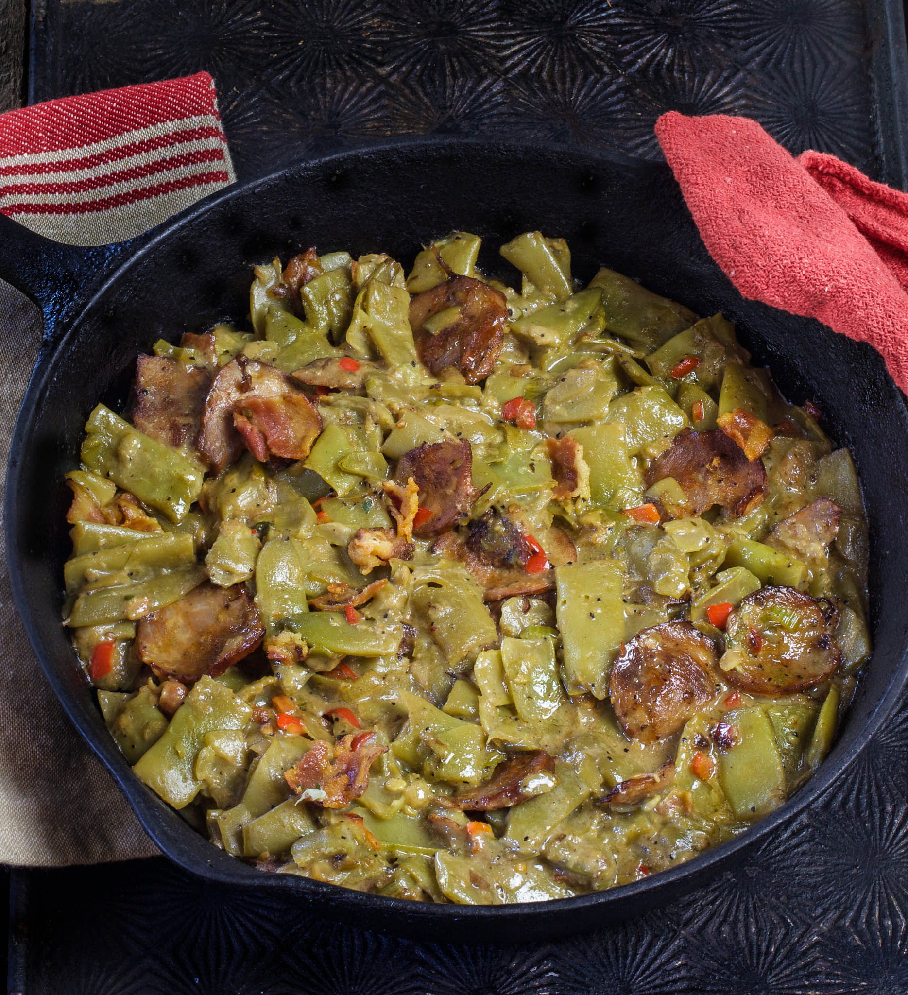 Creole Smothered Green Beans is easy with canned green beans.