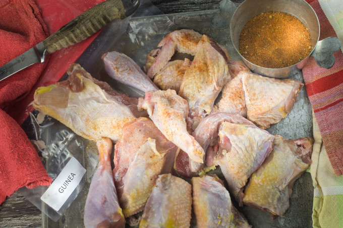 Bubba Frey's farm-raised guinea hen is a Cajun recipe ingredient in guinea gumbo.