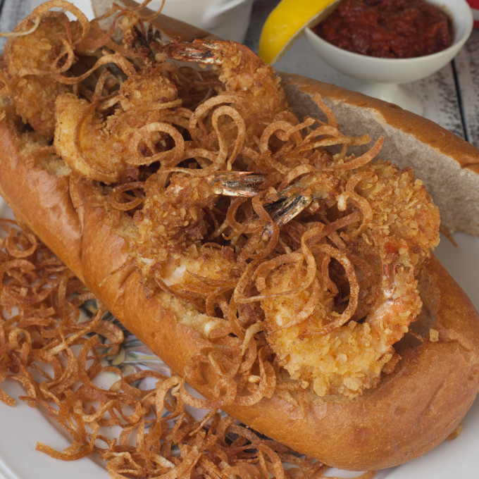 Potato Chip-Crusted Shrimp Boat Horiz