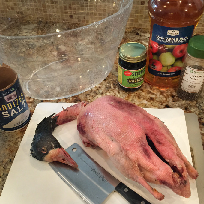 Brining adds flavor and moisture to this Wild Goose in Red Wine Gravy recipe.