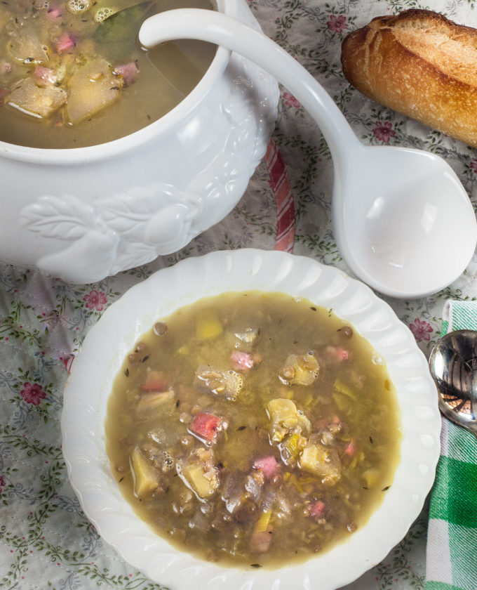 Warm up to this Lentil, Leek, and Mirliton Soup and the Cajun recipe flavors will bowl you over.