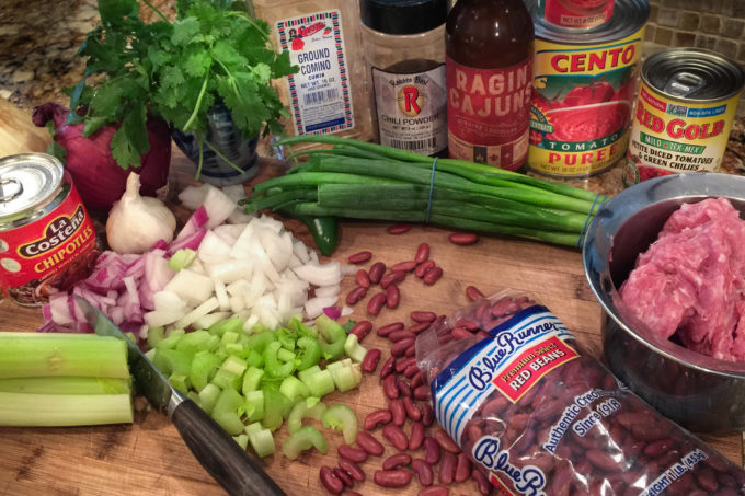 Spice and herbs flavor this Cajun recipe of red bean chili.