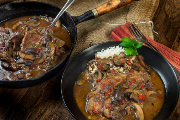 Pork chops and mushrooms in a deep dark gravy is welcome comfort. (All photos credit: George Graham)