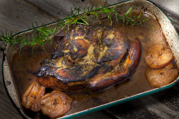 Fresh Ham Roast Features Uncured Ham Brined And Glazed To Perfection Ham Roast Horiz Lightened 575x383