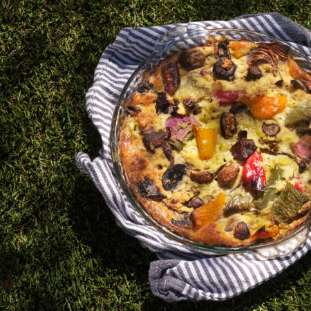 Bread pudding goes savory in this mushroom and pepper tart. (All photos credit: George Graham)