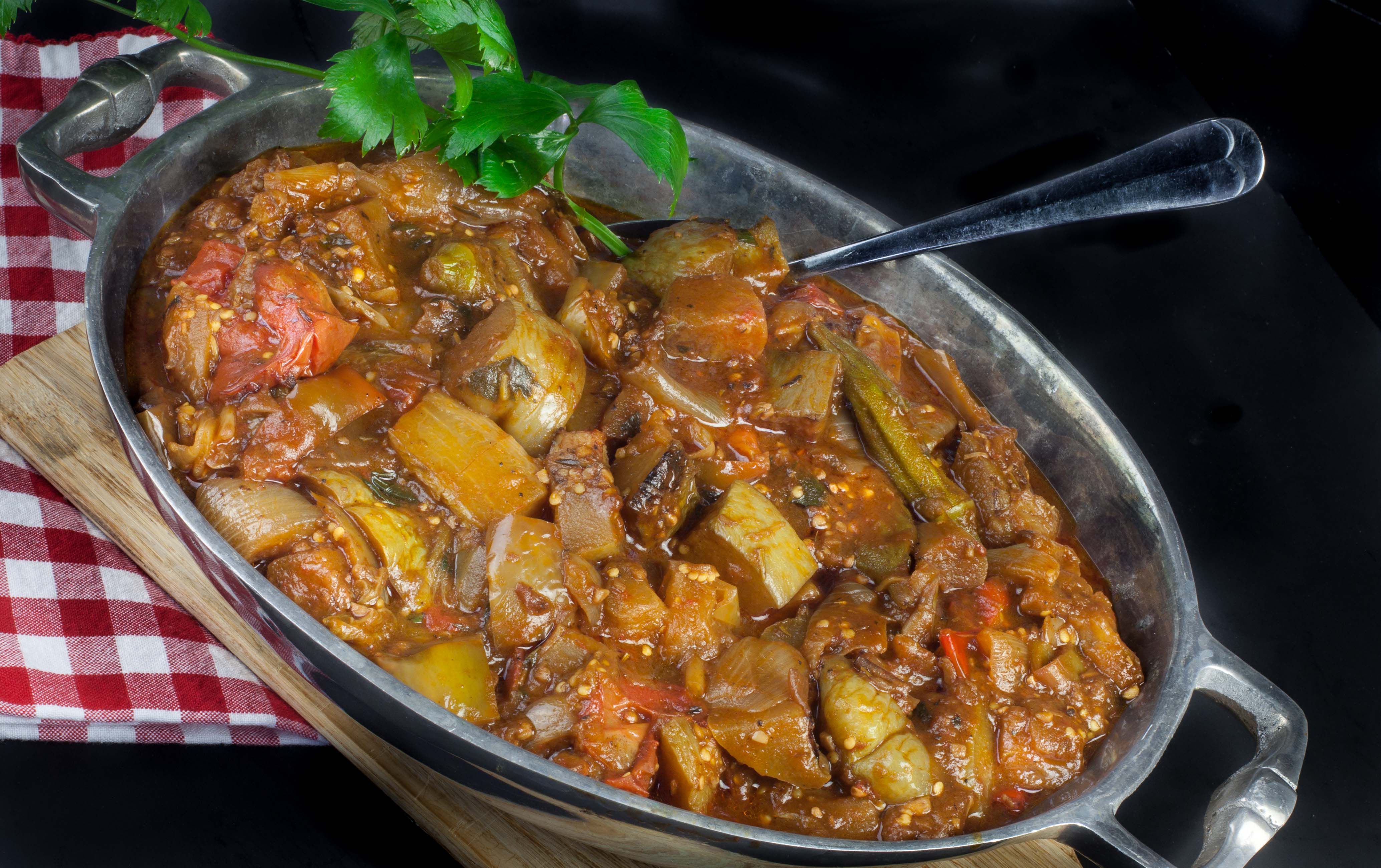 Southern Ratatouille features home-grown vegetables and herbs.