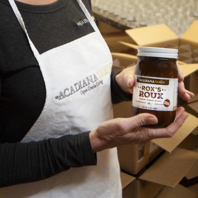 Rox's Roux being packed Every jar of Rox's Roux has the Acadiana Table recipe stamp of approval.