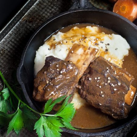 The rich, earthy flavors of beef ribs bathed in a dark coffee-infused gravy. (All photos credit: George Graham)