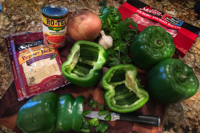 Stuffed Bell Popper ingredients Extra large green bell peppers are the key to my Stuffed Bell Popper..