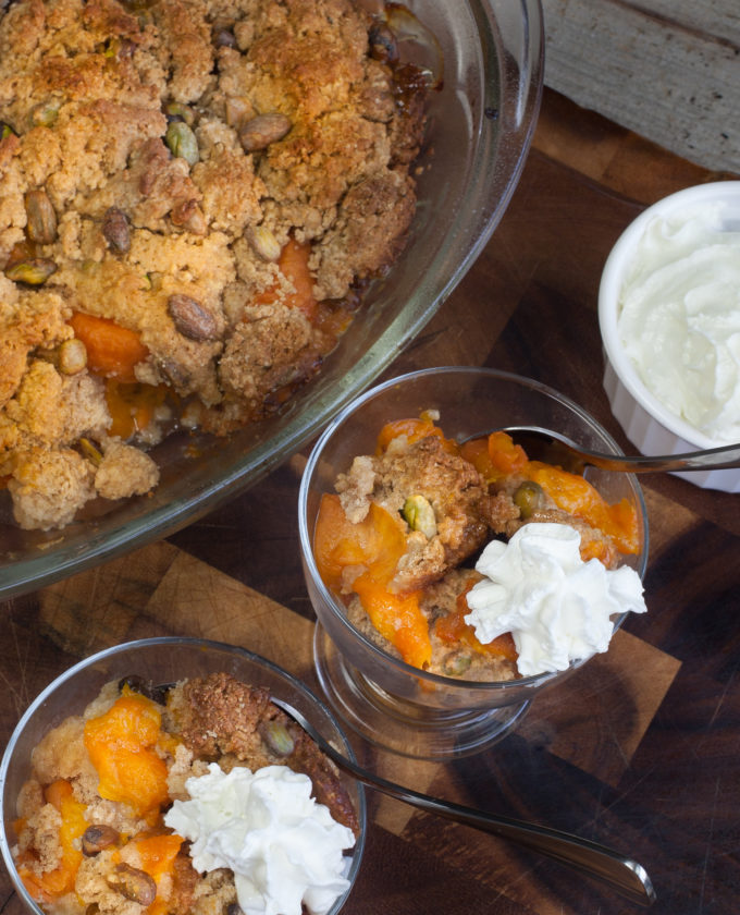 Apricot Pistachio Cobbler dishes Apricot Pistachio Cobbler