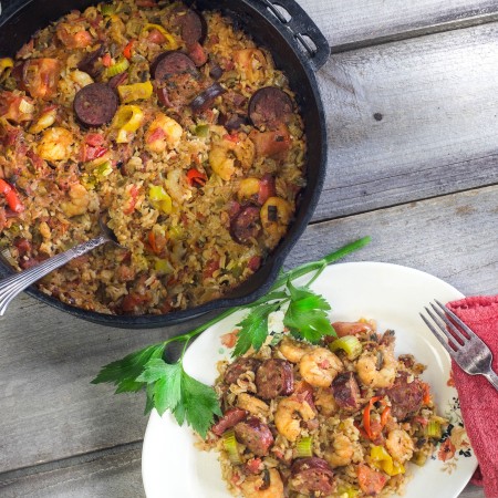 Smoked deer sausage takes center stage with Gulf shrimp in this Creole combination.  (All photos credit: George Graham)