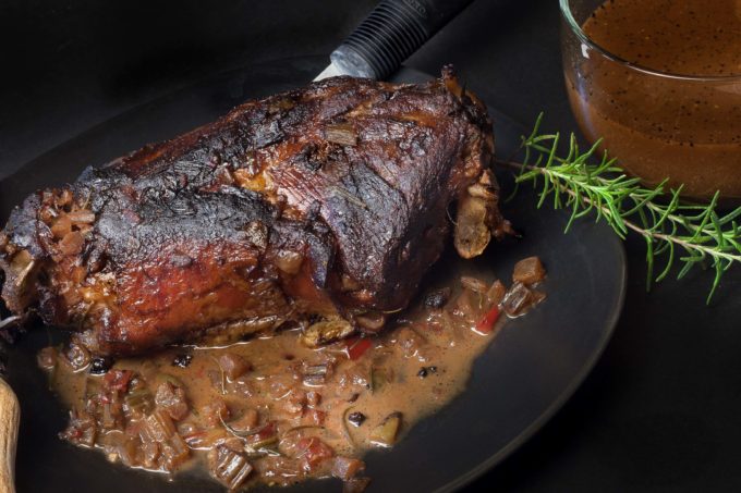 Slow-braised in Port wine, my lamb neck falls off the bone with sweet morsels of meat. (Photo credit: George Graham)