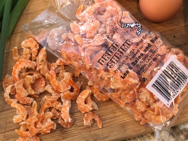 Dried shrimp are available throughout Acadiana and add a punch of flavor to this recipe.