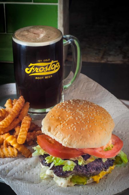 Root beer in a cold mug and The Lot-O-Burger is a winning combination no matter what the decade. 