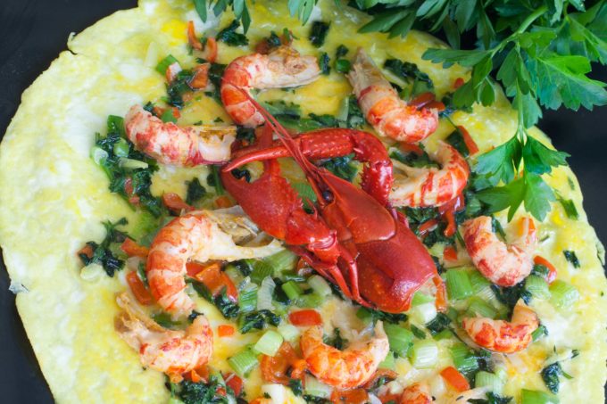 This open-face Crawfish Omelette layers on the flavor. (All photos credit: George Graham)