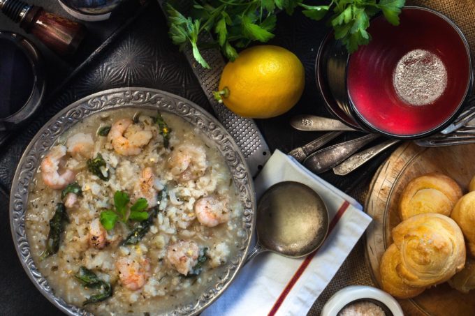 Shrimp risotto Creamy risotto with Louisiana shrimp is a lesson worth learning.