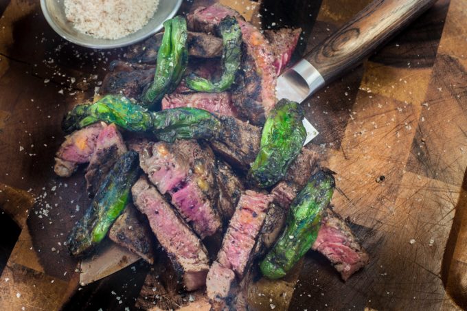 Brushed with nutty brown butter, this skillfully cooked ribeye pairs perfectly with my mild shishito peppers. (All photos credit: George Graham)