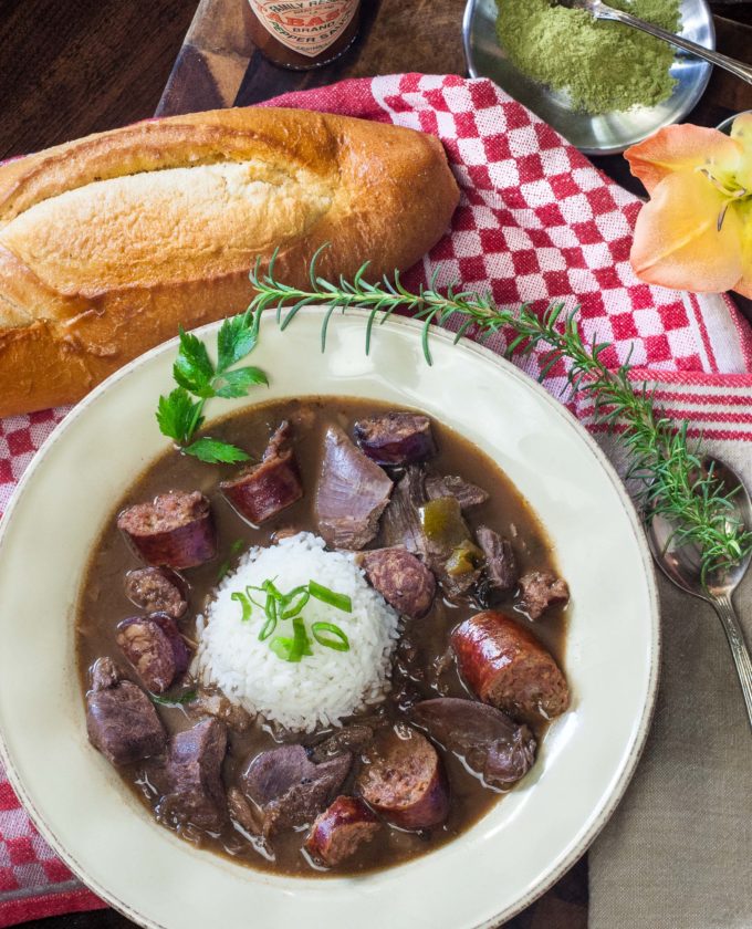 Rich and flavorful, this gumbo features wild duck and smoked pork sausage.