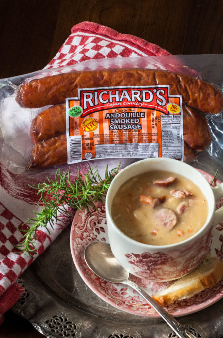 Richard's Andouille Smoked Sausage Richard's Andouille Sausage brings flavor to this soup.
