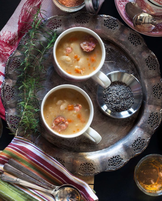 Warm up to a bowl of Andouille Sausage and White Bean Soup.