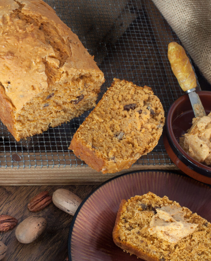 Hot loaf of sweet potato bread right out of the oven!
