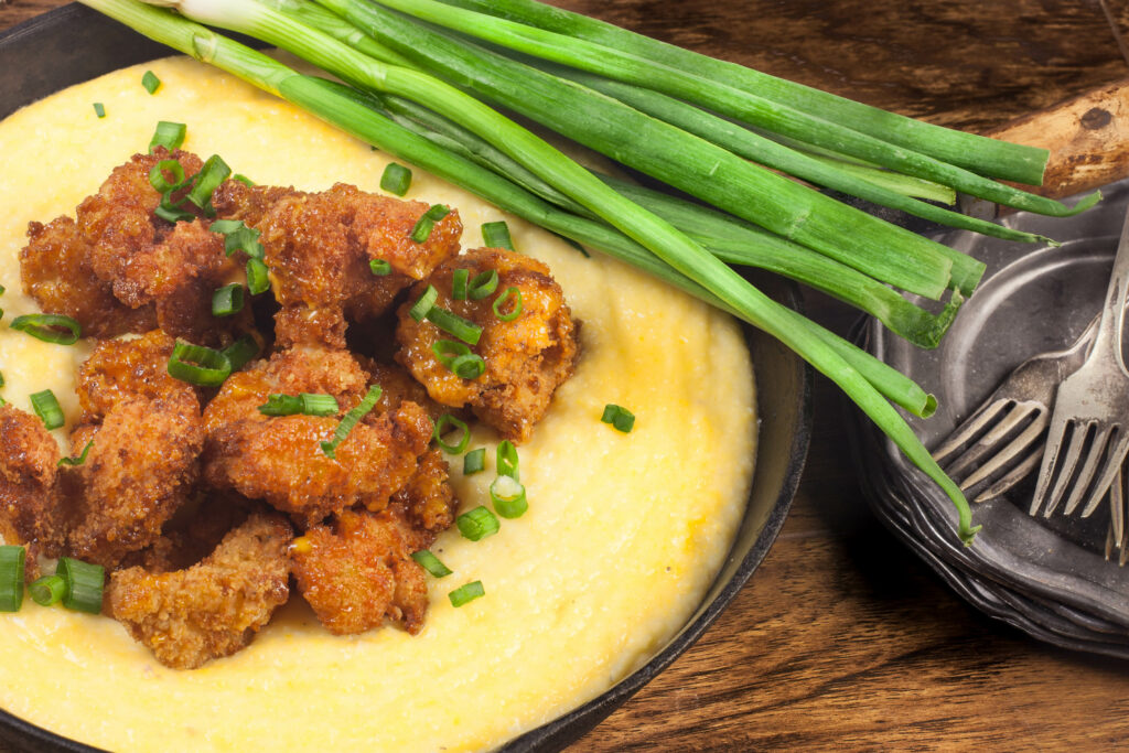 Creole Fried Shrimp and Smoked Gouda Grits Acadiana Table