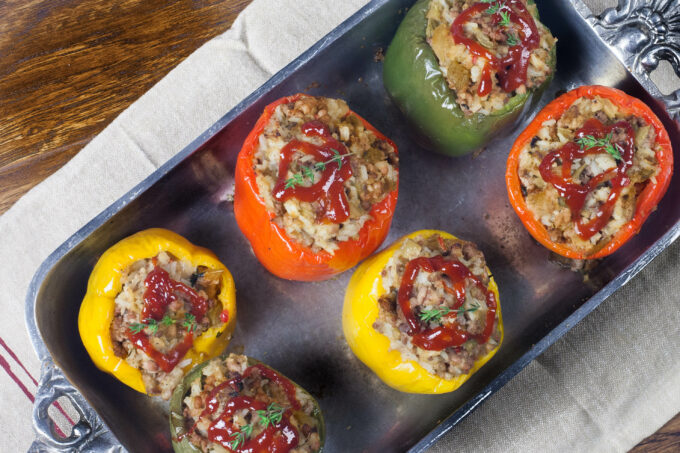 Colorful multi-colored bell peppers are tasty vessels for stuffing. (All photos credit: George Graham)