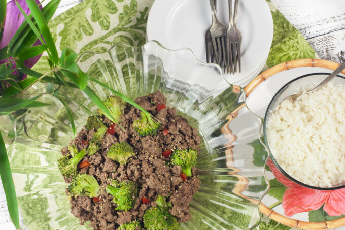 Ground beef and broccoli with perfectly cooked jasmine rice is an easy weeknight dinner. (All photos credit: George Graham)